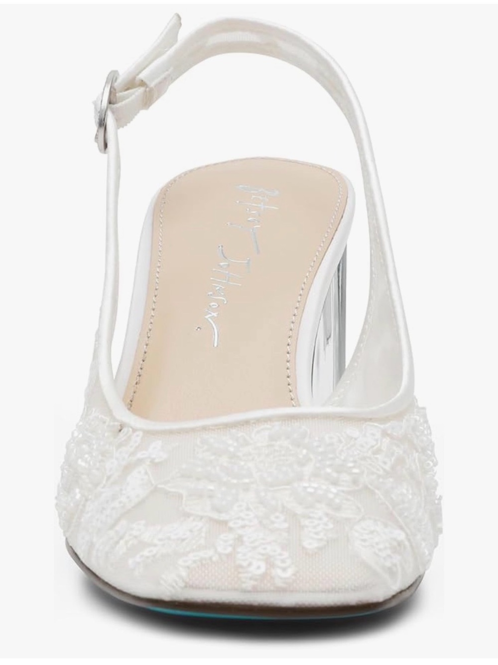 Betsey Johnson White Sequin Embellished Slingback Heels - Picture 3 of 10